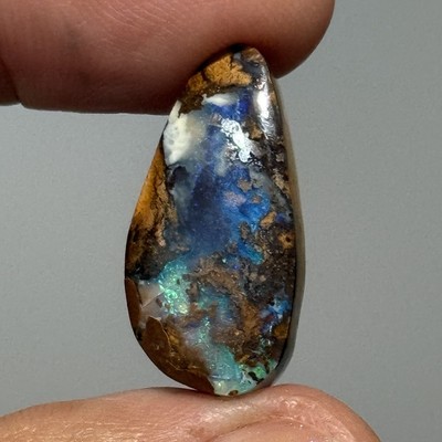 14ct 23.5x11.8x6.6mm Blue Australian Boulder Opal Split Free Form Cabochon Gem