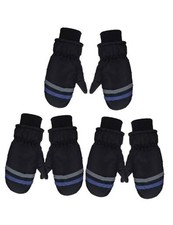 3 Pairs Kids Winter Snow Mittens Waterproof Ski Mittens 1 - 3 Years Black