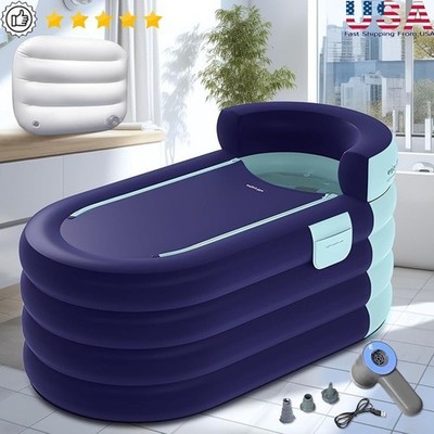 Portable Inflatable Bath Tub Quick Inflate Drain Ergonomic Design Indoor Outdoor