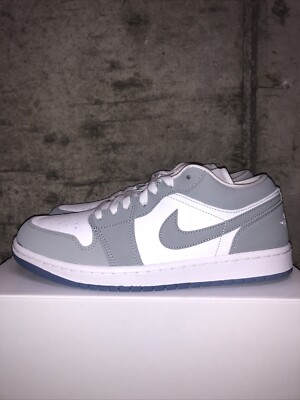Size 6.5W / 5Y - Nike Air Jordan 1 Low White Wolf Grey Aluminum Dior