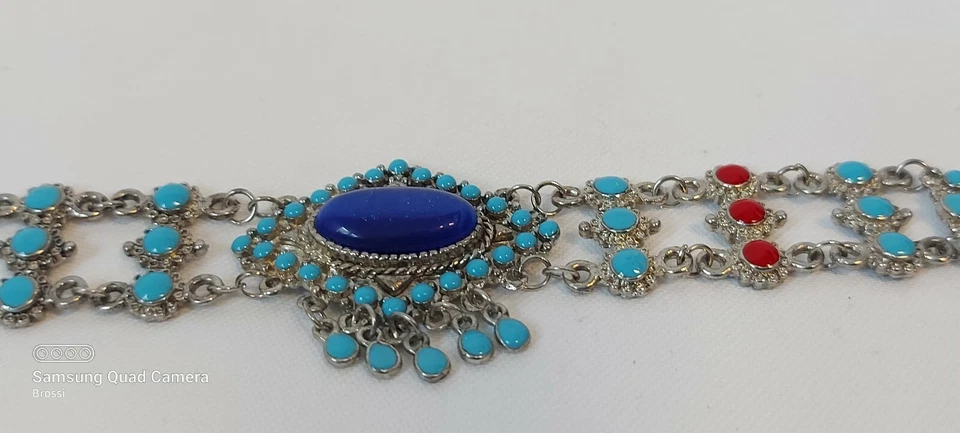 Armband Türkis/Rot Armkette Brasselet Blauer Glasstein - Bild 2 von 4