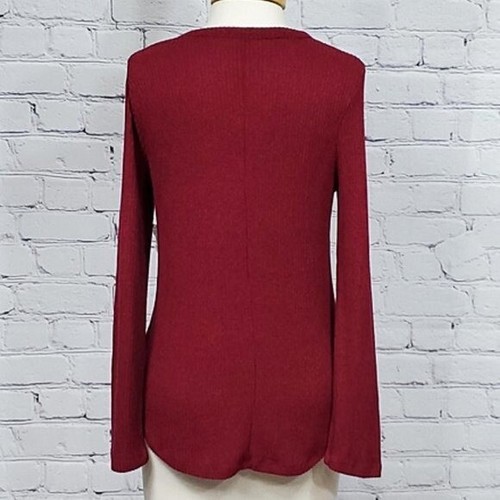 NWT Old Navy Long Seeve Top Ribbed Knit Scoop Neck Marled Red Sz M - Picture 4 of 5