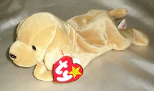 Ty Beanie Babies Baby 1998 Fetch Dog February 4, 1997 PE Pellets, "218" Stamp
