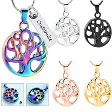 Stainless Steel Tree of Life Urn Pendant Memory Necklace for Cremation Ashes