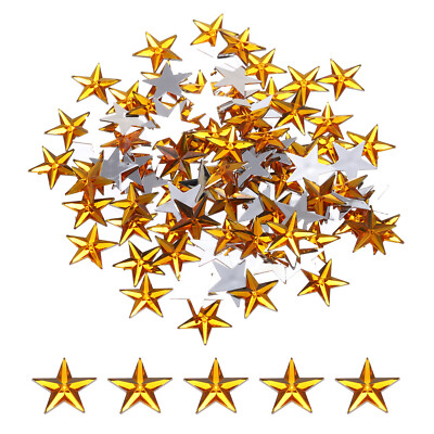 100PCS Acrylic Star Rhinestone 14x14mm Flat Back Gold