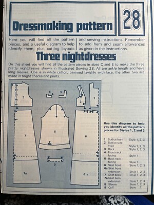 Dressmaking Pattern #28 Three Nightdresses Sewing Pattern UnCut 