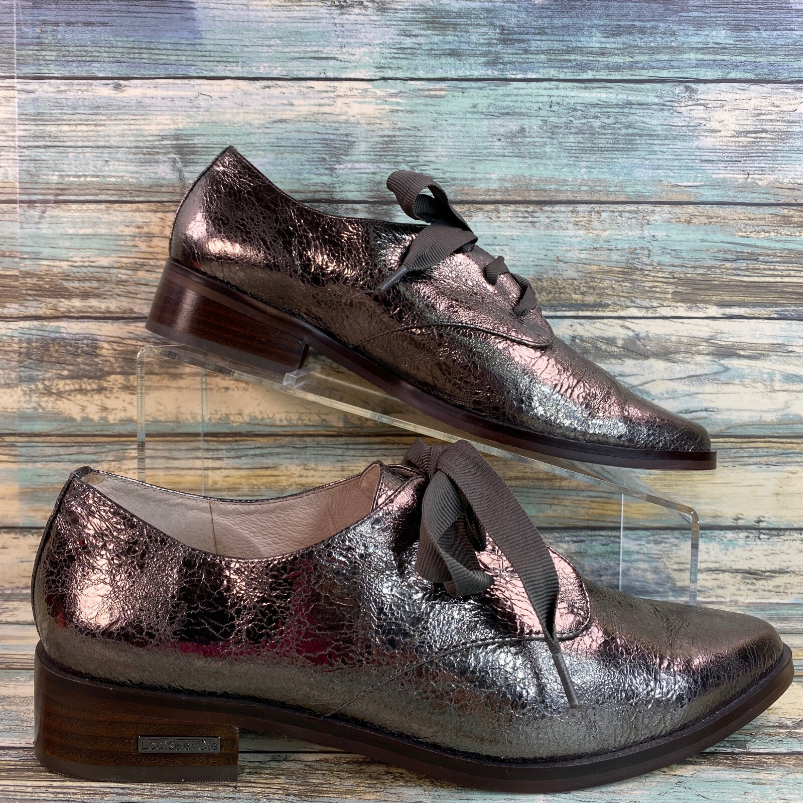 Womens Gray Oxford Shoes Size 