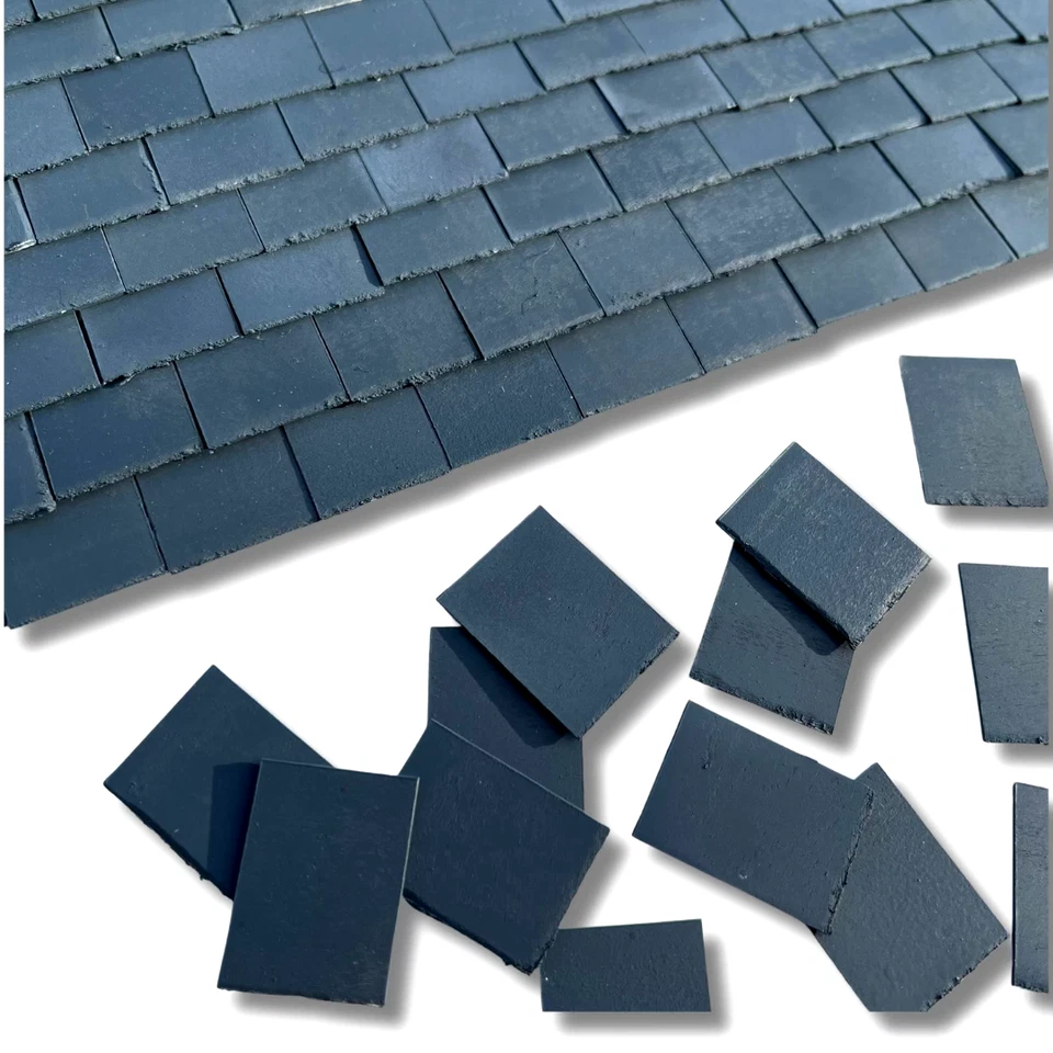 Casa de Muñecas Escala 1:12 250 x Estireno Miniatura Modelo Tejas Gris Pizarra Foto 3 de 4