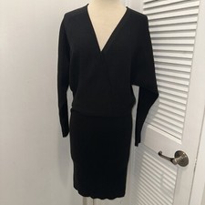 Banana Republic Black Sweater Dress V Neck/long Sleeve Size S