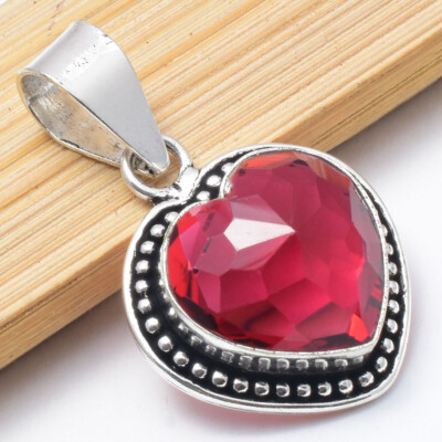 Awesome Rubellite Gemstone 925 Sterling Silver Handmade Pendant 1.5''