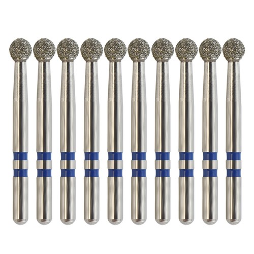 100 Fraises Diamantées Dentaires FG Round Ball Z801/023F - Grain Fin Pour Zircone - Neuf - Sans Marque