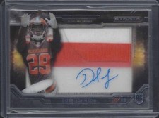 DUKE JOHNSON JR. 2015 TOPPS STRATA CLEAR CUT JUMBO 2 COLOR PATCH ON CARD AUTO RC