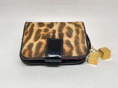 Dior Brown/Black Leopard CalfHair Gambler Dice Zip Wallet by John