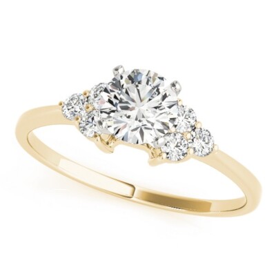 1.18 Ct Round Cut Lab Created Diamond Engagement Wedding Ring 14K Yellow Gold A