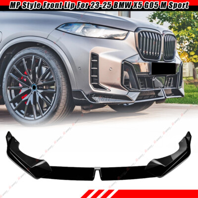 For 2023-26 BMW X5 G05 M Sport LCI MP Style Gloss Black Front Bumper Lip Spoiler