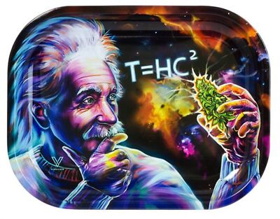 Dreh-Tablett Rolling Tray Einstein T=HC2  mini  Schale Tabak  Drehen Black Hole