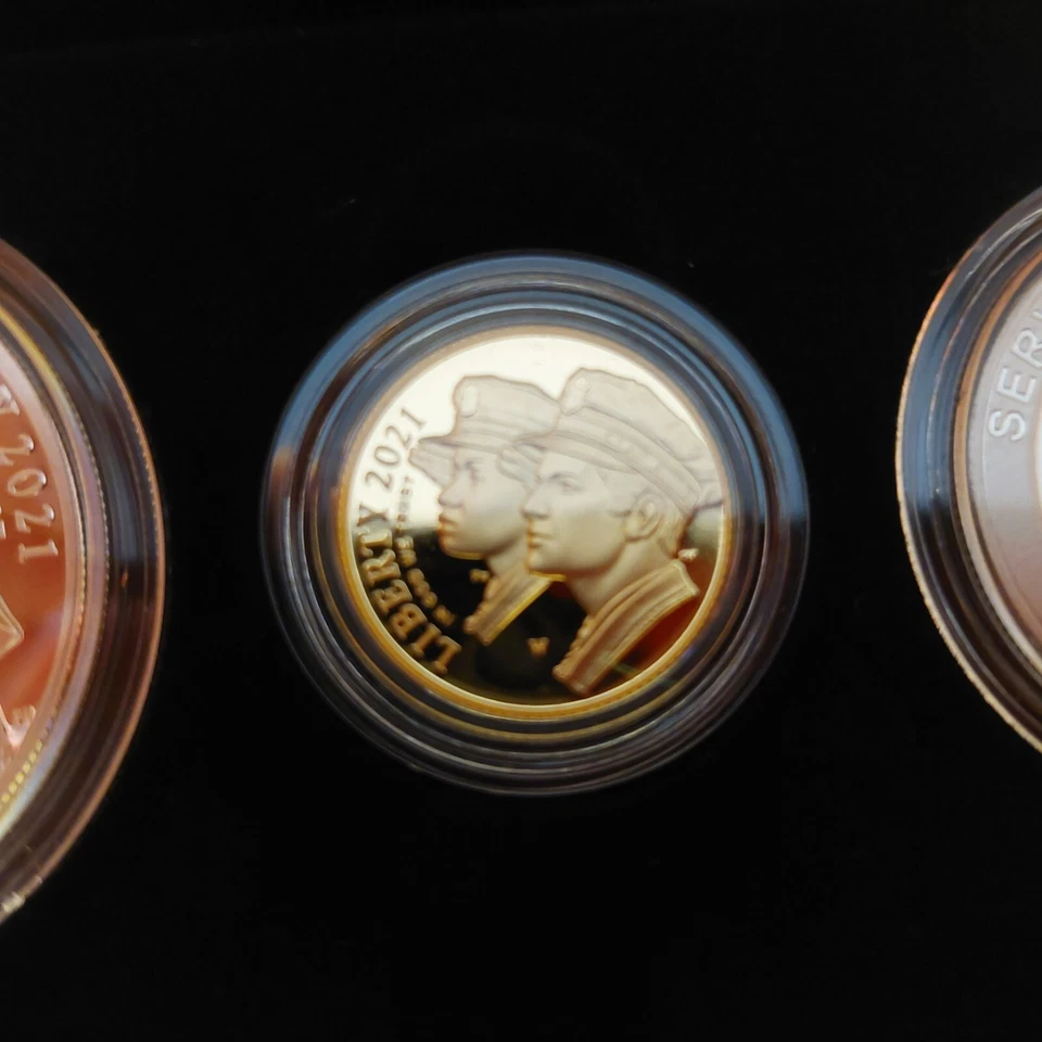 2021 Nat'l Law Enforcement Memorial 3-Coin Proof Set Gold & Silver - Box & CoA - Image 3 of 4