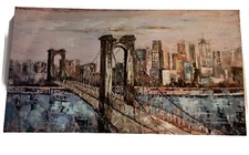 Beautiful Ren-Wil Deep Blue Hand Painted SIGNED Frameless  Canvas Art Oil Paint 