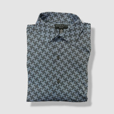 Alfani Men's Blue Printed Slim-Fit Dress Shirt Size 15-15.5 34-35