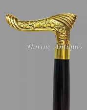 Antique Wooden Men's Walking Stick Brass Walking Cane Designer/Victorian Handle