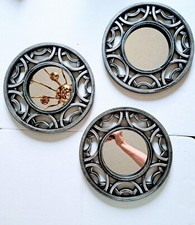 WALL MIRRORS SET OF 3 WALL DECOR HOME ACCENT FRAMED SILVER NEW