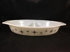 Vintage PYREX Black Star Atomic Compass Divided 1-1/2 Qt Casserole Dish No Lid