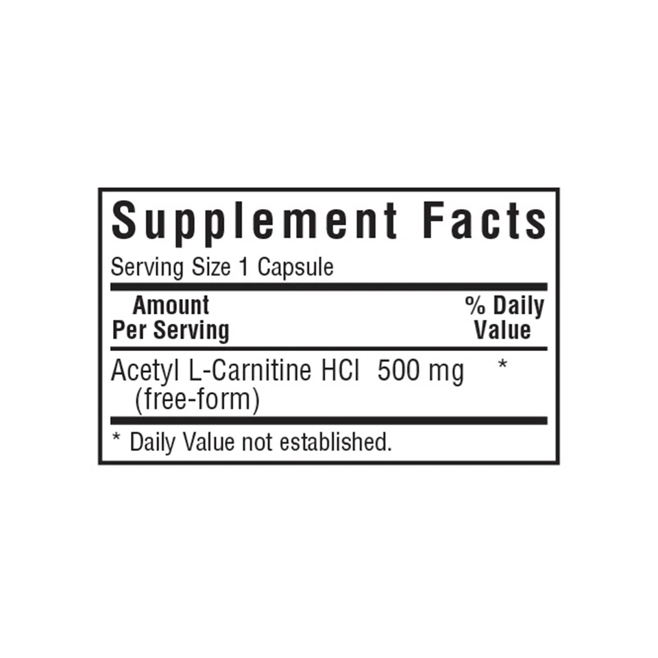 Acetil L-Carnitina 500 mg 60 cápsulas vegetales, transporta ácidos grasos aumenta Foto 3 de 4