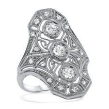 ART DECO STYLE CUBIC ZIRCONIA 925 STERLING SILVER ANTIQUE STYLE RING 1149Z