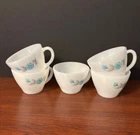 Vintage Anchor Hocking Fire King Milk Glass Set of 5 Coffee/Tea Cup Bonnie Blue
