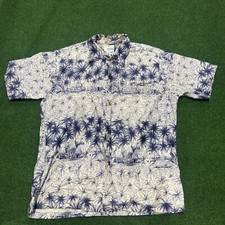 Vintage Hawaiian Shirt Mens by Andrade Honolulu Sz Large Classic Blue Flowers
