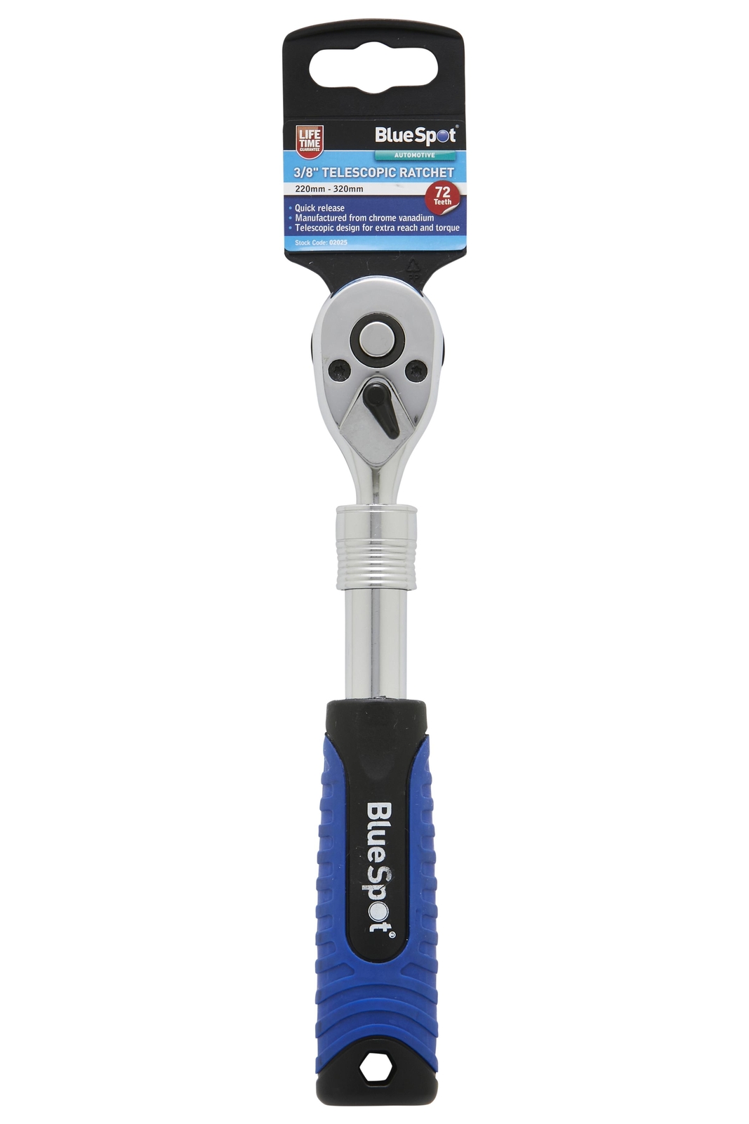 Blue Spot 02025 3/8"" Telescopic Ratchet (220mm-320mm) (72 Teeth)