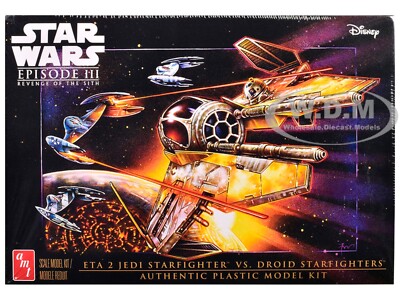SKILL 2 MODEL KIT ETA 2 JEDI & DROID STARFIGHTERS SET STAR WARS 1/48 AMT AMT1436
