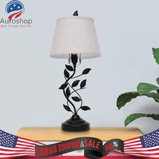 Elegant E26 Table Lamp Bedside Nightstand Lamp Stylish Desk Lamp with Dual USB