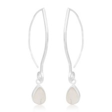 Crystal Quartz Gemstone White Rhodium 925 Silver Dangle Earrings Gift Jewelry