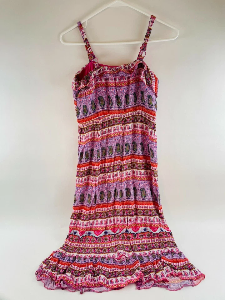 Lily Rose 荷叶边迷笛连衣裙女孩 16 码粉色分层无袖秋千佩斯利 — 第 2/4 张图片