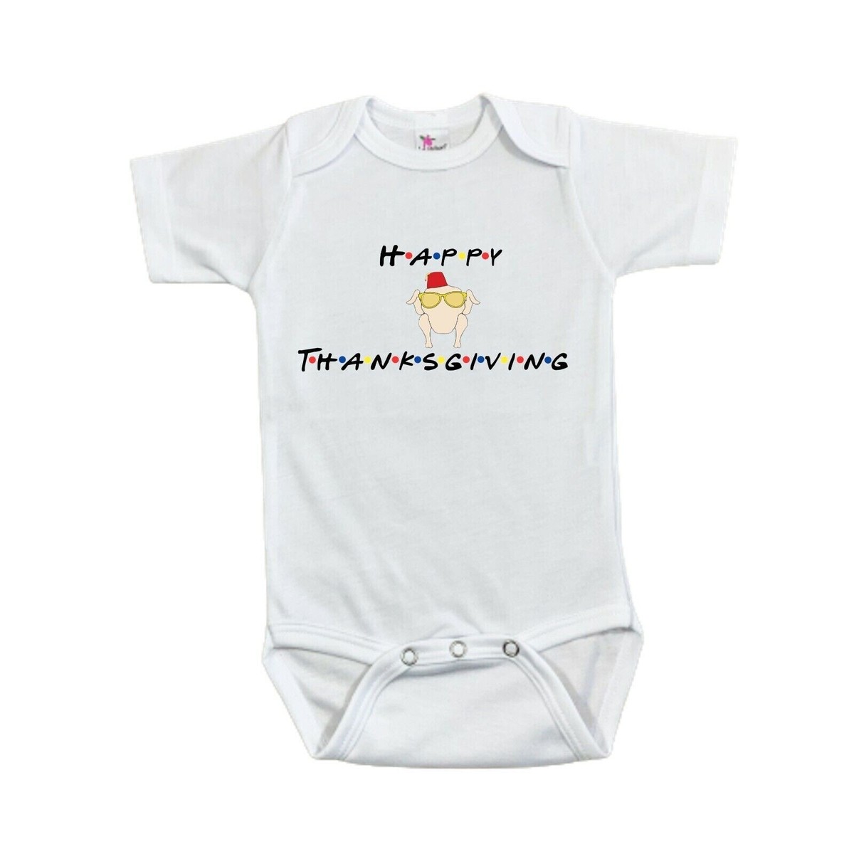 Happy Thanksgiving Baby Bodysuit Laughing Giraffe Size 0-3 M  Friendsgiving