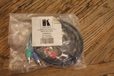Kramer C-GM-3RVM-3 Molded 15-pin HD to 3 RCA Male- Male, 3 Feet