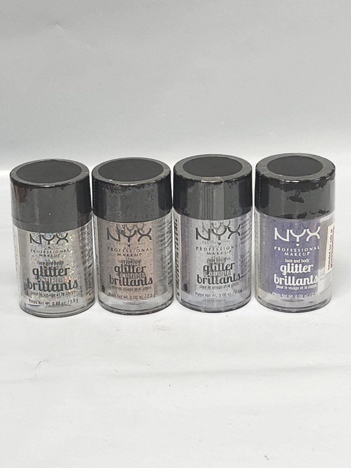 NYX Face & Body Glitter Brilliants # GlI06 Crystal 4pc ~  Mixed Color Lot Read
