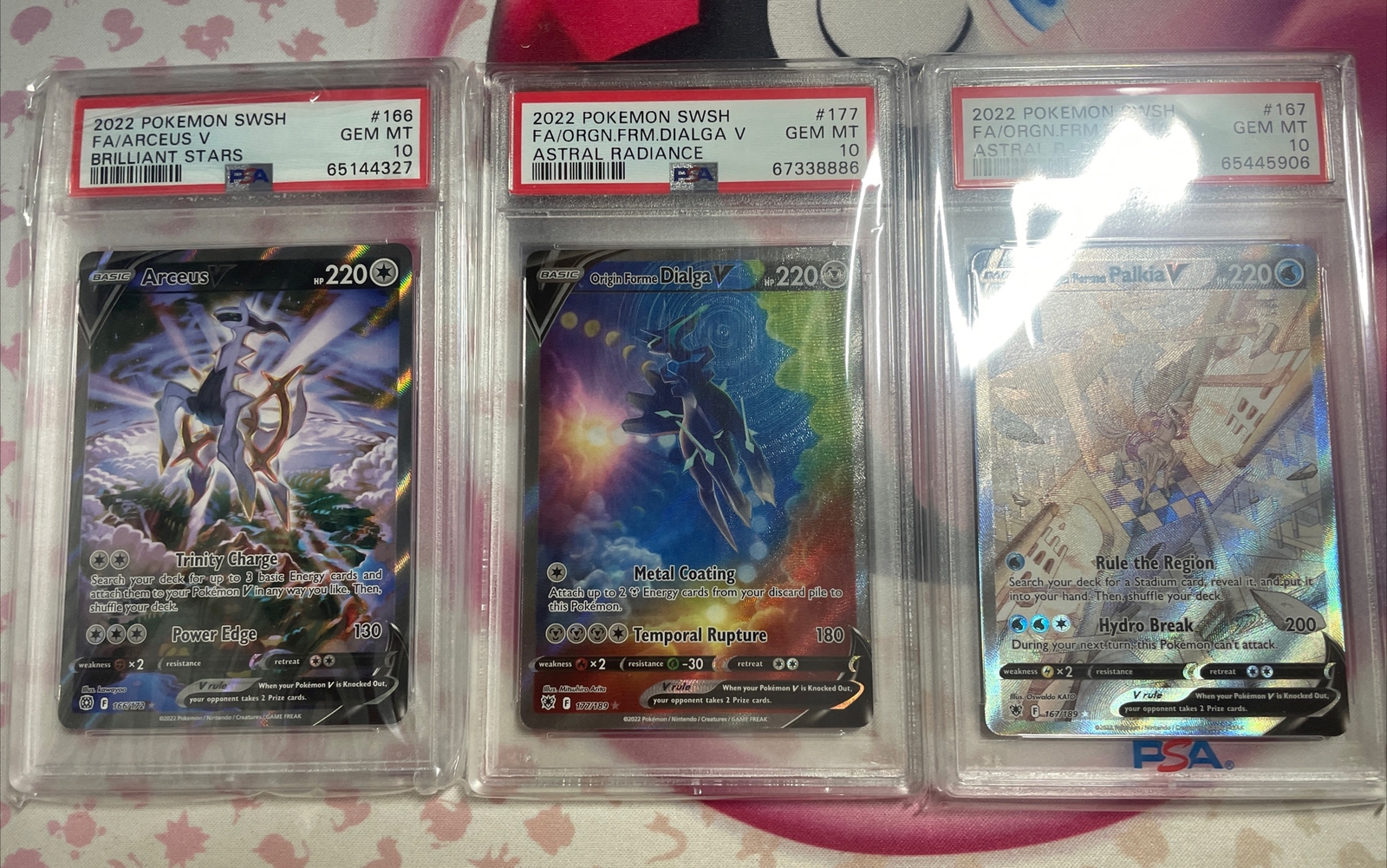PSA 10 Arceus, Dialga & Palkia V Alt Art Pokemon Set of 3 Astral