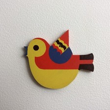 Alfred Mertens Kunst Holz Figur Kinder Mobile Anhänger vintage Tier Vogel gelb