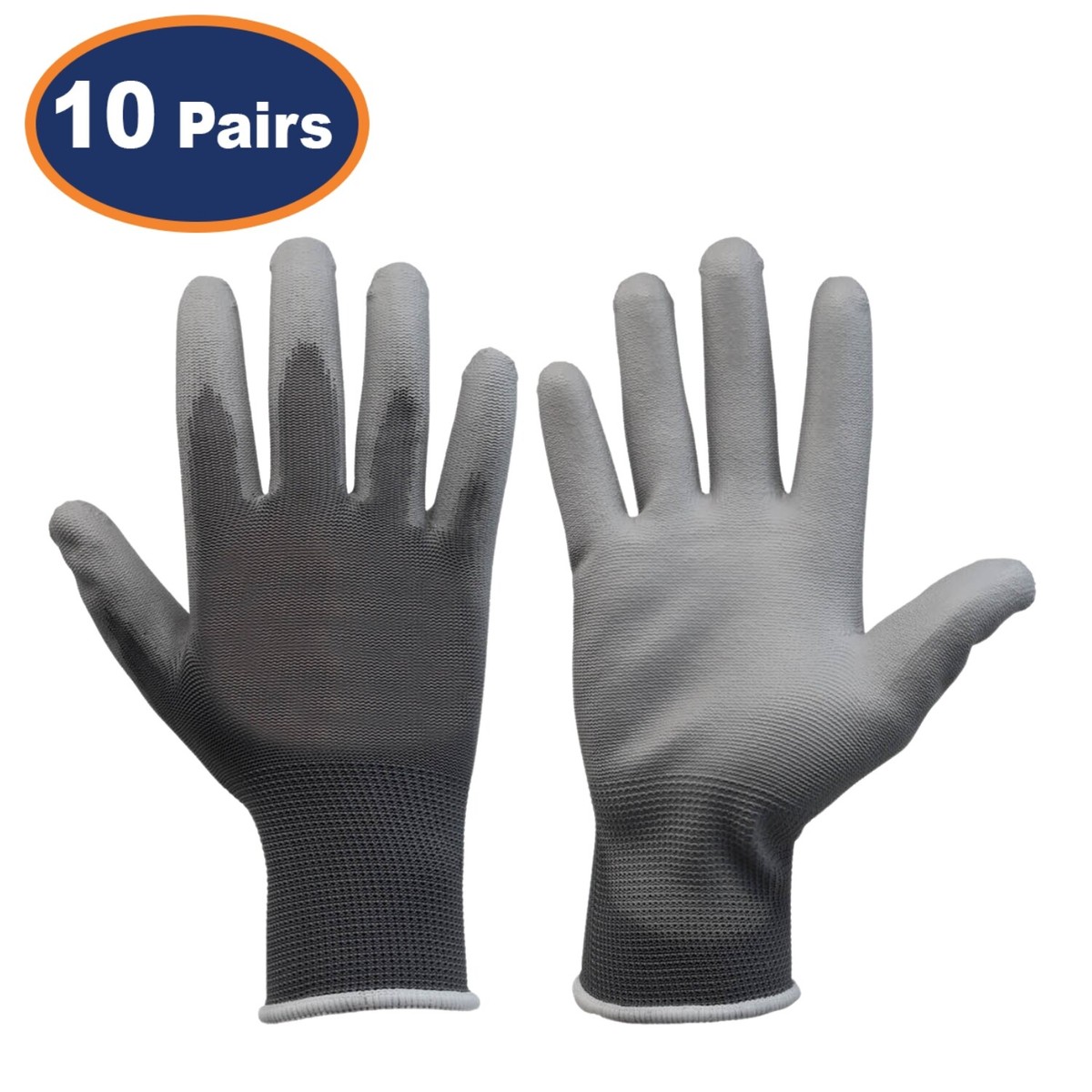 Safety Gloves PU Palm Grey Grip Builder Work Hand Protection XXL
