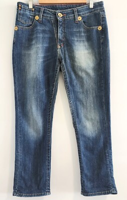 Mexx Jeans Vintage Long Jeans Women Sz 32 Blue Denim Straight Button Zip Pocket