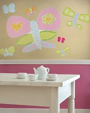 Huge Butterfly Wall Murals 28 Butterflies Stickers Wallies Girls Room Pink Blue