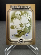 2021-22 UD The Cup Lane Pederson Rookie Masterpieces Yellow Printing Plate Auto