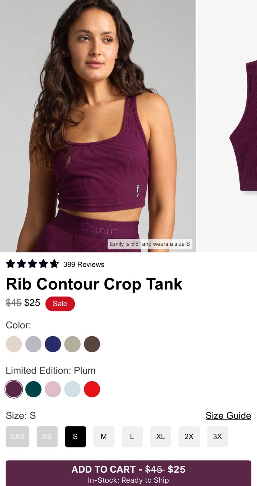 COMFRT Ribbed Contour Tank medium PLUM