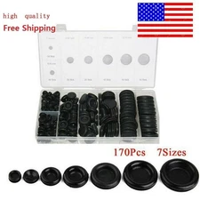 170PCS Rubber Grommet Firewall Hole Plug Electrical Wiring Gasket Assortment Kit