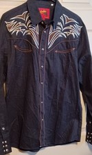 Vintage Roper Western Pearl Snap Shirt Embroidered Design Cowboy Rodeo Large