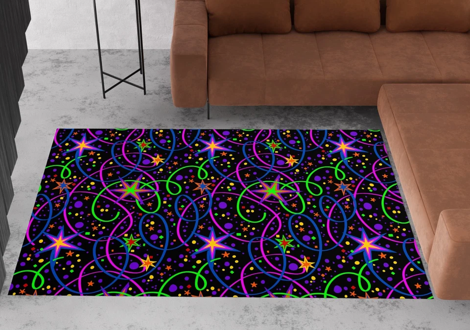 Star pattern rug, arcade rug, arcade saloon rug, arcade bar rug, 80s arcade rug - Image 4 of 4