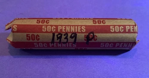 1939 P    Lincoln Wheat Penny Roll 50 Coins   G-VF