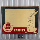 Vintage Albers Fed Rabbits Embossed Tin Sign Farm Feed Seed Advertising 24 inch